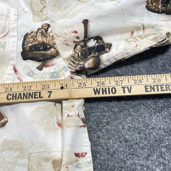 Reel Legends Shirt Mens 2XL  Vintage Baseball Print Button Down All Over XXL - Picture 10 of 15